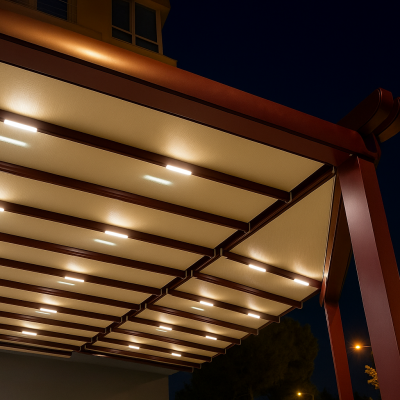 20250909 0958 Modern Pergola Night Lighting Remix 01k4pm5vfwf1zrzwpmab8qeeqf 1